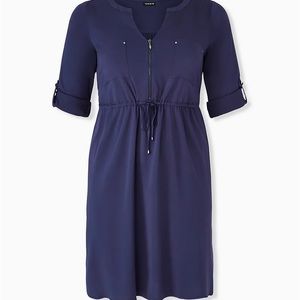 Torrid: Drawstring Challis Shirt Dress